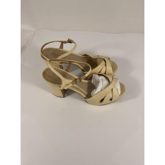 Schutz Keefa Shoes Women's Size 9.5 Natural Raffia Platform Block Heel Sandals - Picture 6 of 11